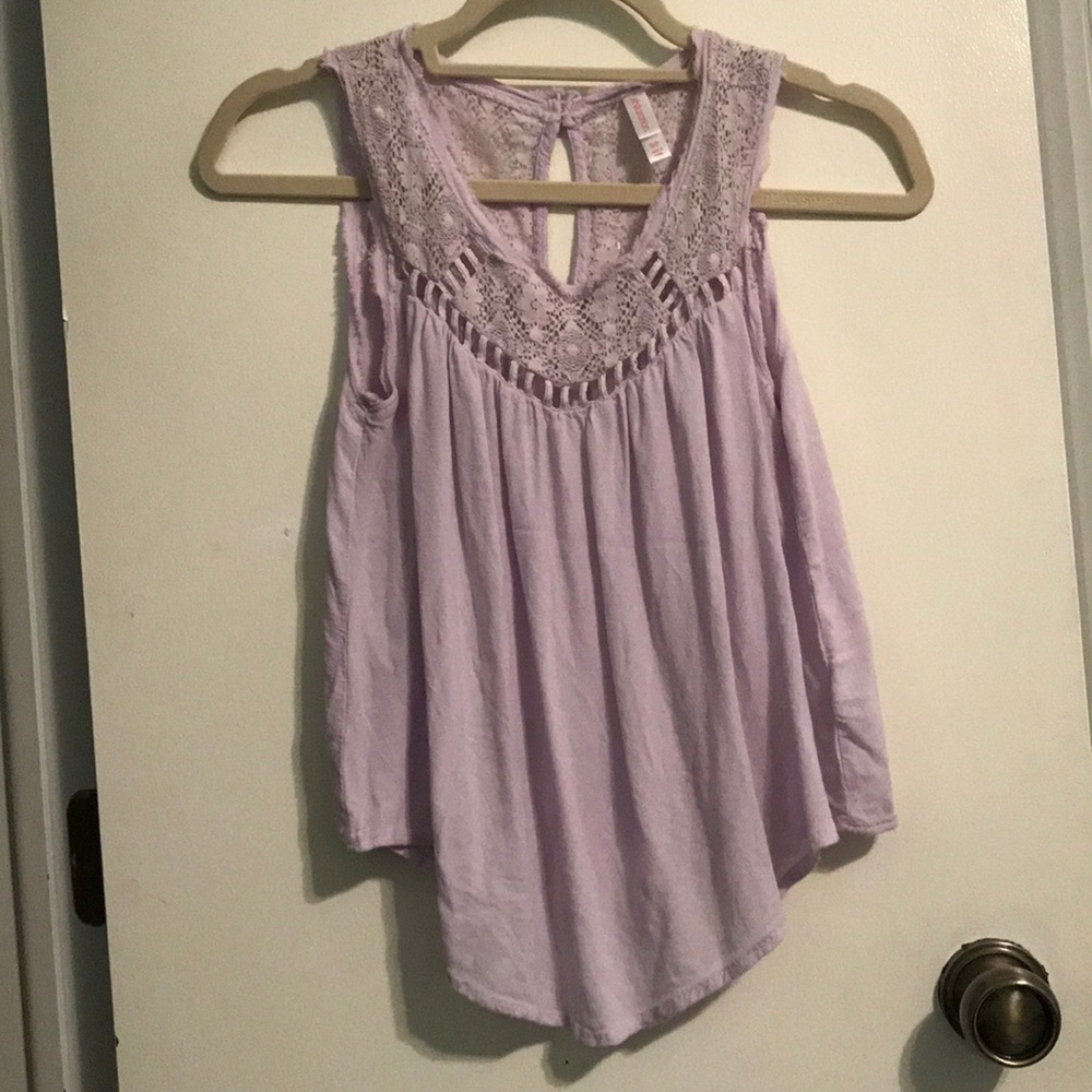 light purple lace top with small and cute cutouts